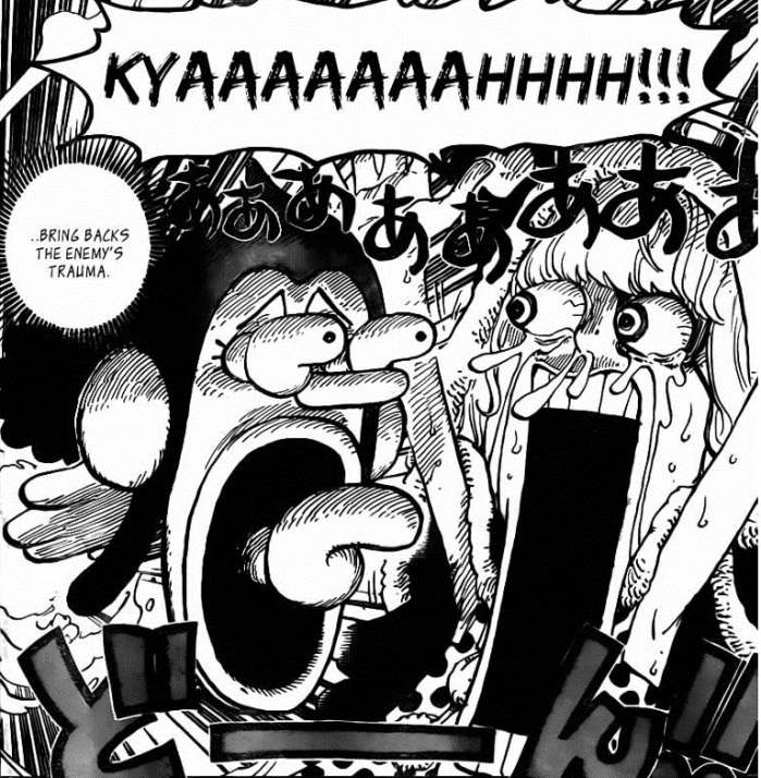 Сахарок и снаряд в виде испуганного лица Усоппа  – «One Piece» © Эйитиро Ода