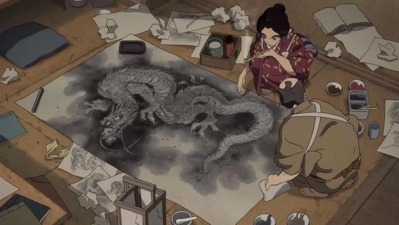 кадр из аниме "Госпожа Хокусай" 